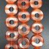 Cristallo Arancio a Strisce Perline Forma Cerchio Tondo Piatto Liscio 30mm