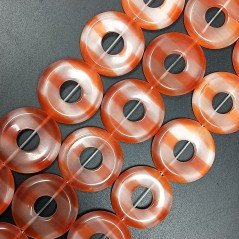Cristallo Arancio a Strisce Perline Forma Cerchio Tondo Piatto Liscio 30mm