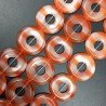 Cristallo Arancio a Strisce Perline Forma Cerchio Tondo Piatto Liscio 30mm