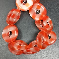 Cristallo Arancio a Strisce Perline Forma Cerchio Tondo Piatto Liscio 30mm