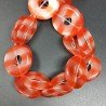Cristallo Arancio a Strisce Perline Forma Cerchio Tondo Piatto Liscio 30mm
