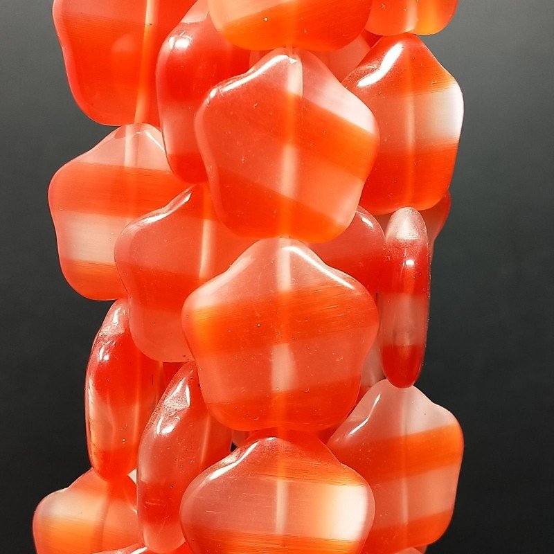 Cristallo Arancio a Strisce Perline Forma Fiori Liscio Foro Passante 22X21mm