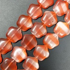 Cristallo Arancio a Strisce Perline Forma Fiori Liscio Foro Passante 22X21mm