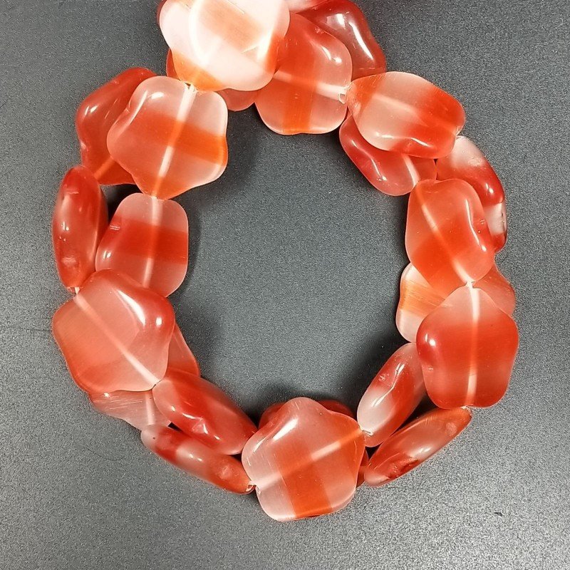 Cristallo Arancio a Strisce Perline Forma Fiori Liscio Foro Passante 22X21mm