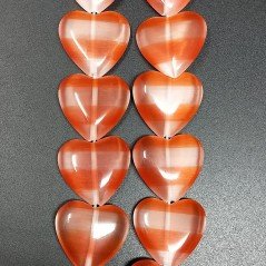 Cristallo Arancio a Strisce Perline Forma Cuore Piatto Liscio Foro Passante 20mm