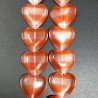 Cristallo Arancio a Strisce Perline Forma Cuore Piatto Liscio Foro Passante 20mm