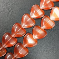 Cristallo Arancio a Strisce Perline Forma Cuore Piatto Liscio Foro Passante 20mm
