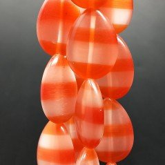 Cristallo Arancio a Strisce Perline Forma Goccia Piatto Liscio Foro Passante 17X24mm