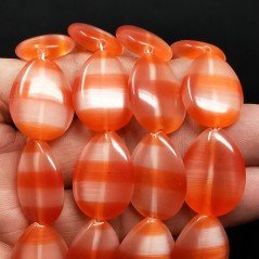 Cristallo Arancio a Strisce Perline Forma Goccia Piatto Liscio Foro Passante 17X24mm