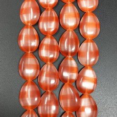 Cristallo Arancio a Strisce Perline Forma Goccia Piatto Liscio Foro Passante 17X24mm