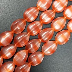 Cristallo Arancio a Strisce Perline Forma Goccia Piatto Liscio Foro Passante 17X24mm