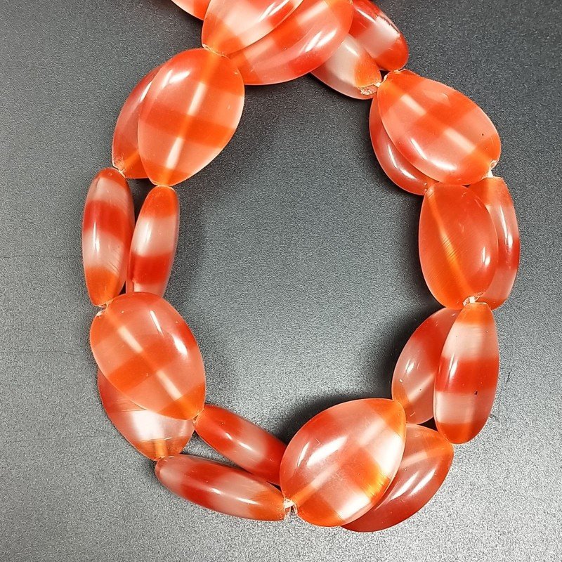 Cristallo Arancio a Strisce Perline Forma Goccia Piatto Liscio Foro Passante 17X24mm