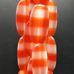 Cristallo Arancio a Strisce in Perline Forma Ovale Piatto Liscio Foro Passante 14X29mm