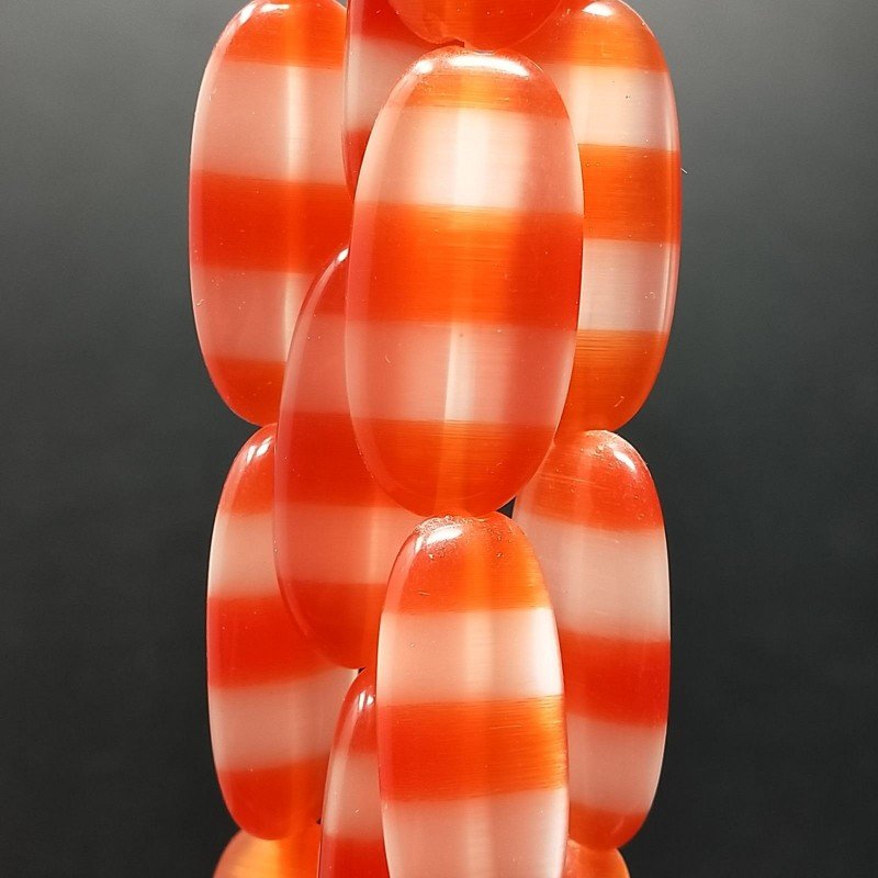 Cristallo Arancio a Strisce in Perline Forma Ovale Piatto Liscio Foro Passante 14X29mm