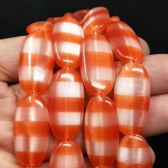 Cristallo Arancio a Strisce in Perline Forma Ovale Piatto Liscio Foro Passante 14X29mm