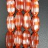 Cristallo Arancio a Strisce in Perline Forma Ovale Piatto Liscio Foro Passante 14X29mm
