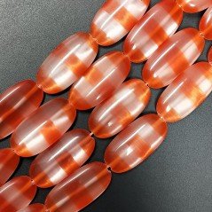 Cristallo Arancio a Strisce in Perline Forma Ovale Piatto Liscio Foro Passante 14X29mm