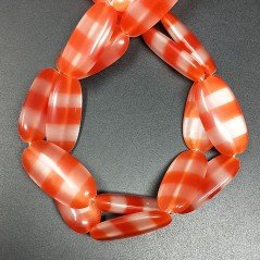Cristallo Arancio a Strisce in Perline Forma Ovale Piatto Liscio Foro Passante 14X29mm