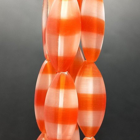 Cristallo Arancio a Strisce in Perline Forma Ovale Lungo Piatto Liscio Foro Passante 12X29mm