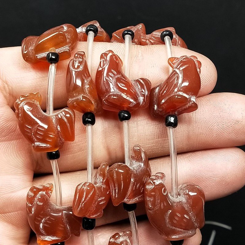Corniola Rossa Naturale Perline Forma Tartaruga Foro Passante 15-17X16mm
