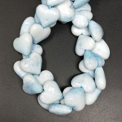 Corallo Bamboo Spugna Azzurro Perline Forma Cuore Piatto Liscio Foro Passante 20mm