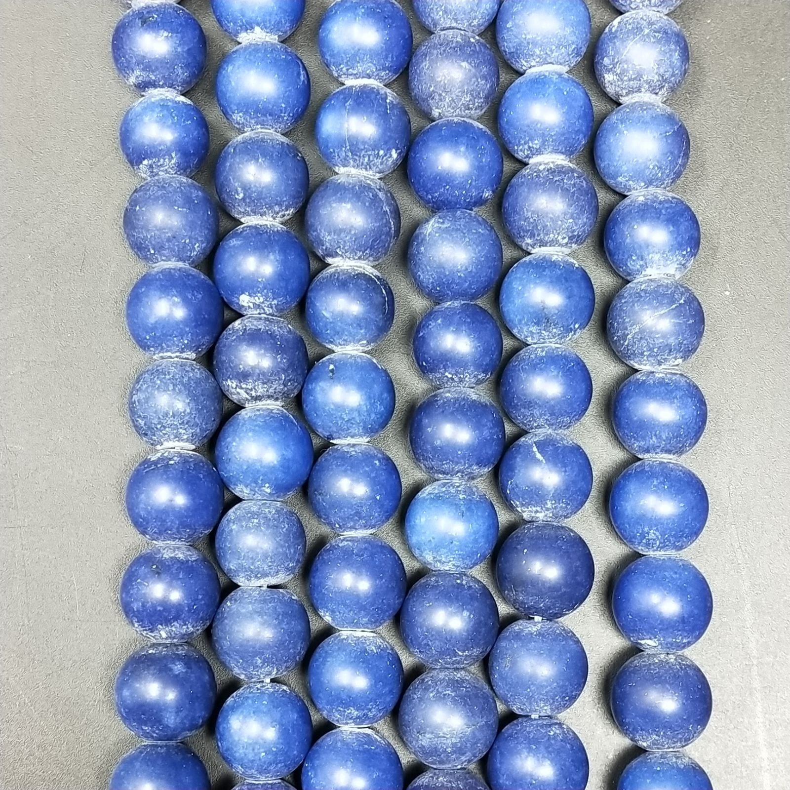 Agata Blu Satinato-Matte Perline Forma Tondo Liscio 10mm