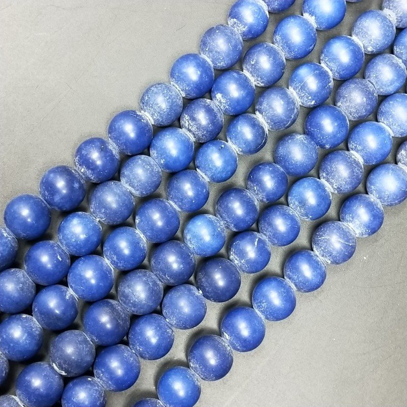 Agata Blu Satinato-Matte Perline Forma Tondo Liscio 10mm Agata Blu Satinato-Matte Perline Forma Tondo Liscio 10mm