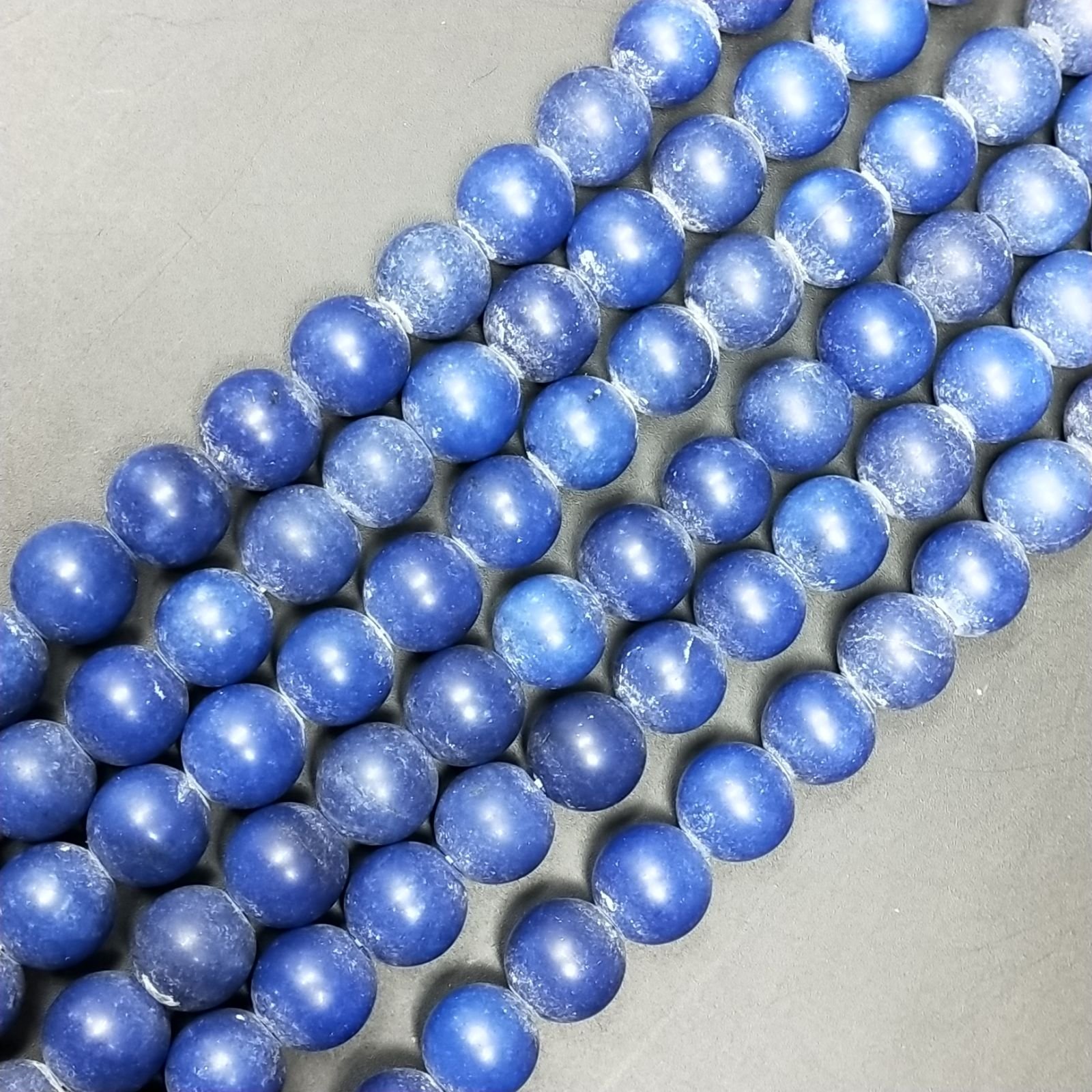 Agata Blu Satinato-Matte Perline Forma Tondo Liscio 10mm