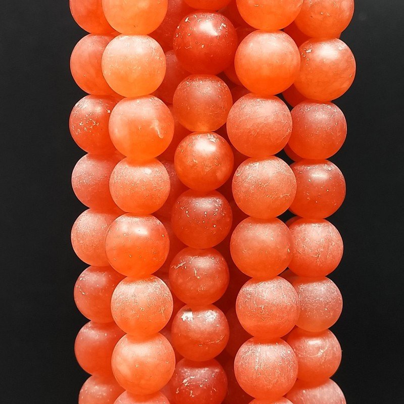 Giada Arancione Perline Satinato-Matte Forma Tondo Liscio 10mm