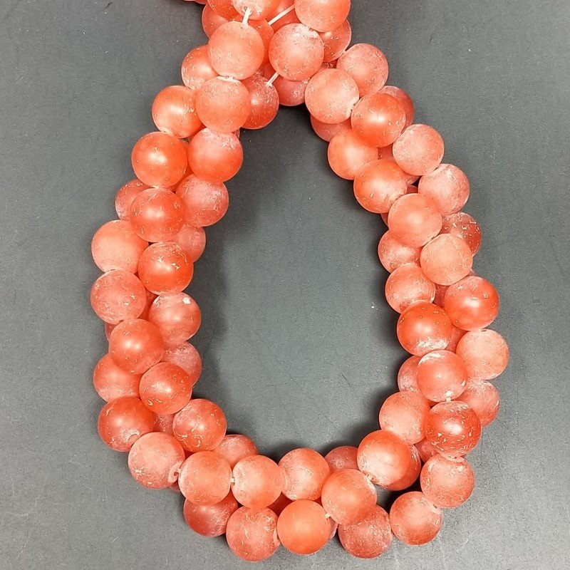 Giada Arancione Perline Satinato-Matte Forma Tondo Liscio 10mm