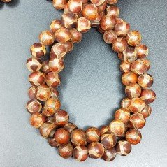 Agata Tibetana Marrone-Beige Perline Satinato-Matte Forma Tondo Liscio 10mm