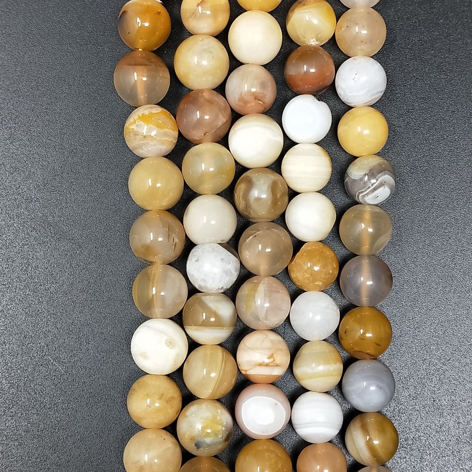 Agata Botswana Gialla Perline Forma Tondo Liscio 10mm