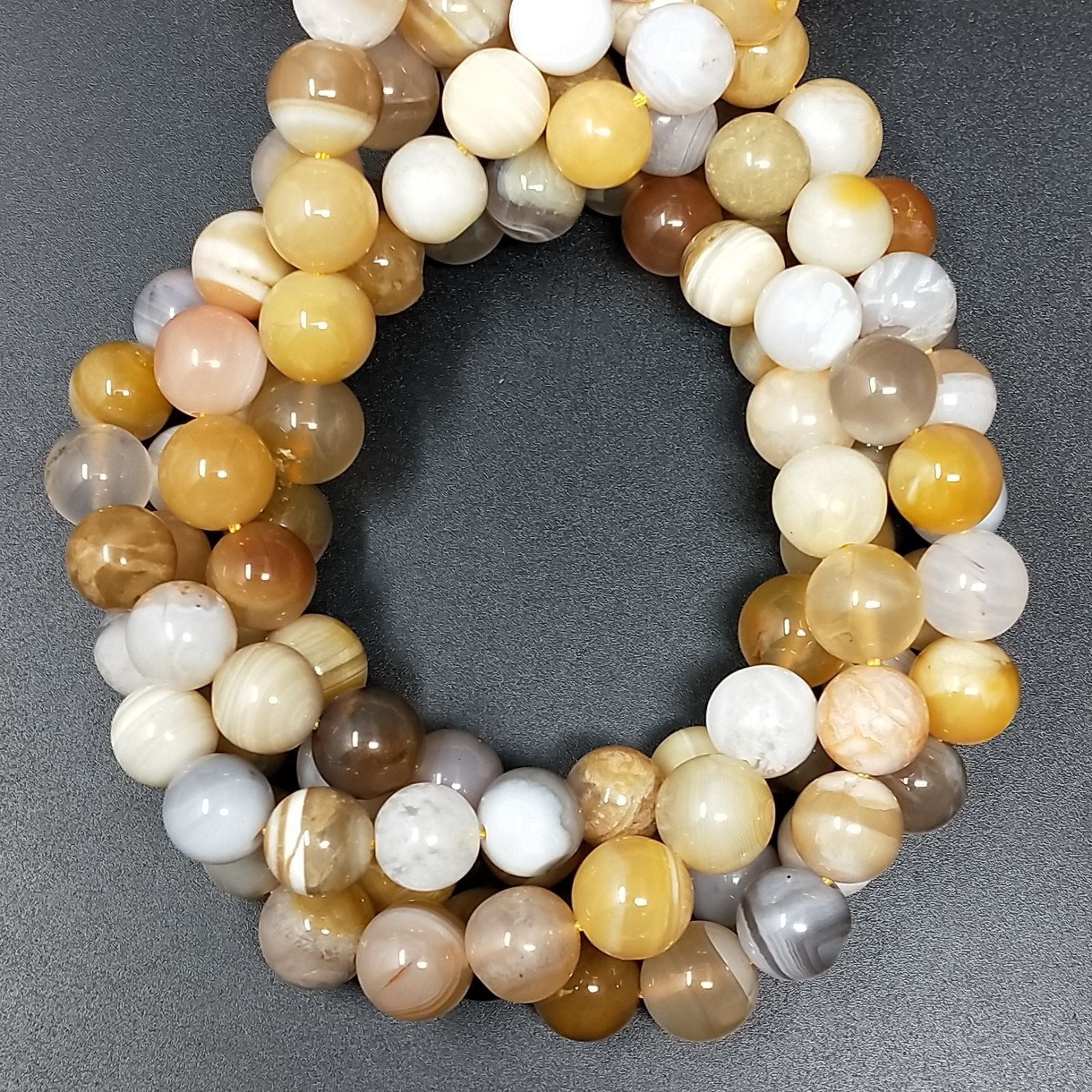Agata Botswana Gialla Perline Forma Tondo Liscio 10mm
