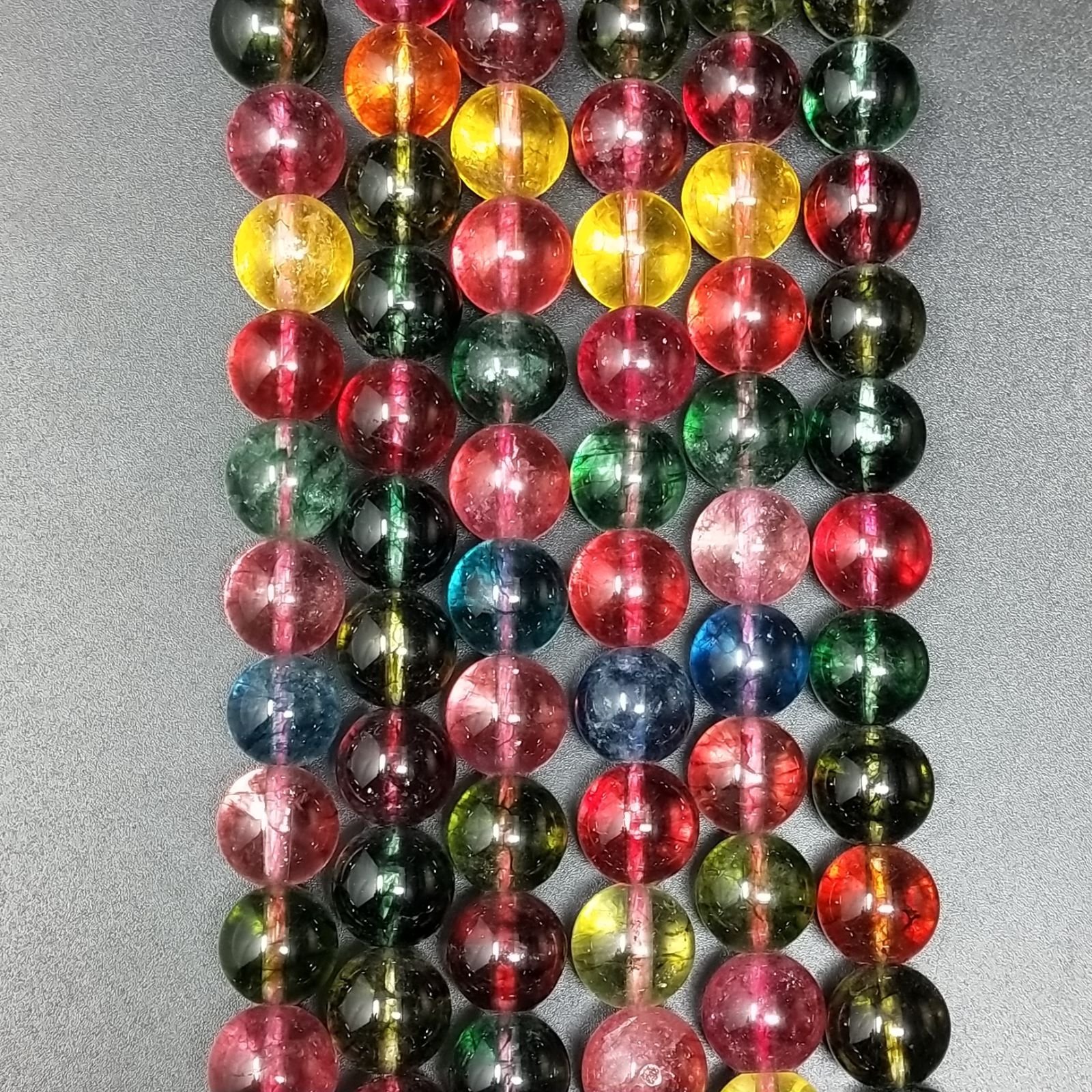 Cristallo Di Rocca Multicolore Perline Forma Tondo Liscio 10mm
