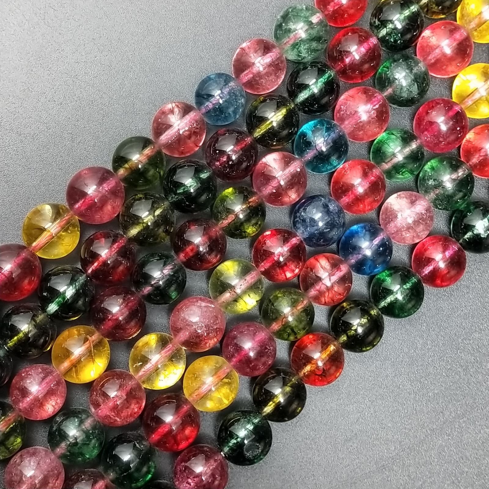 Cristallo Di Rocca Multicolore Perline Forma Tondo Liscio 10mm