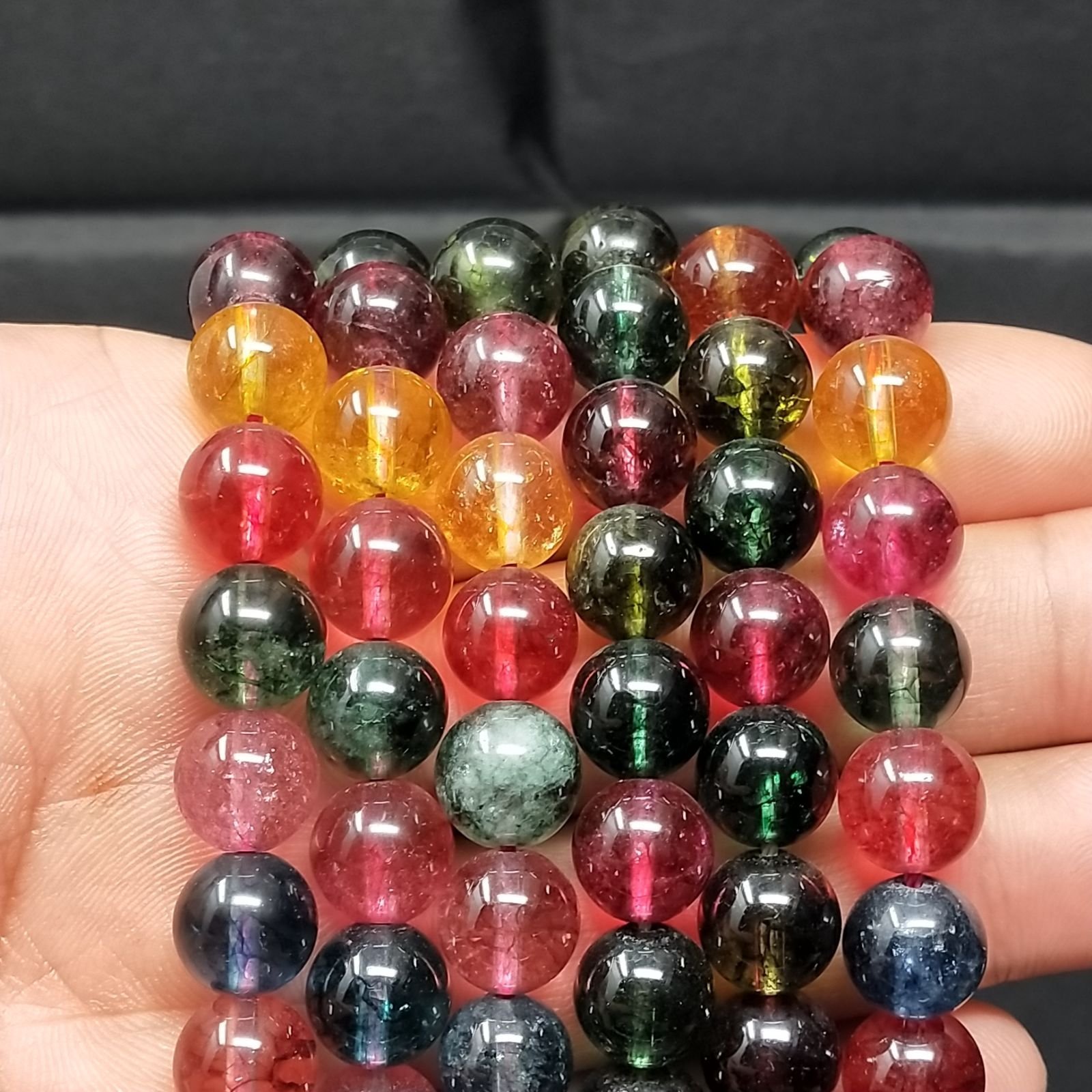Cristallo Di Rocca Multicolore Perline Forma Tondo Liscio 10mm