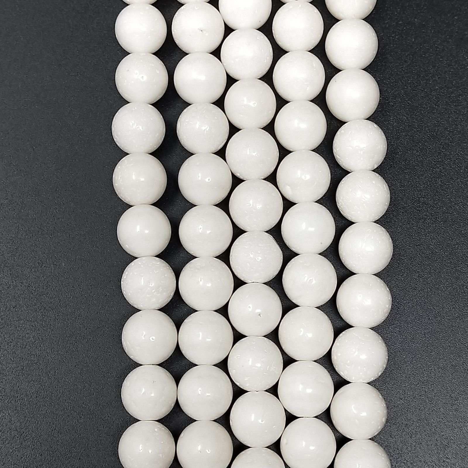 Corallo Bamboo Spugna Bianco Perline Forma Tondo Liscio 10mm