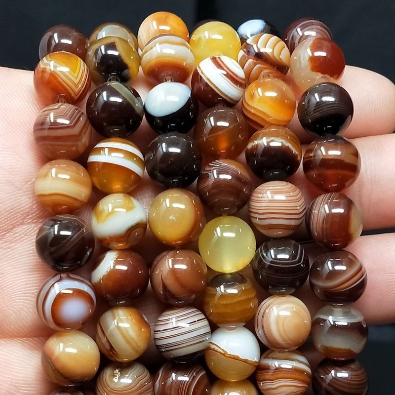 Agata Botswana Perline Forma Tondo Liscio 10mm
