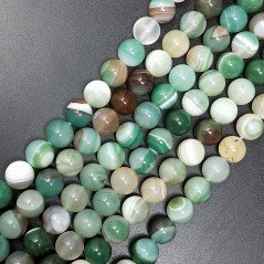 Agata Brasiliana Floreale Striata Perline Forma Tondo Liscio 10mm