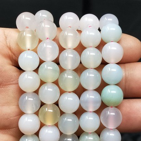 Calcedonio Multicolore Perline Forma Tondo Liscio 10mm