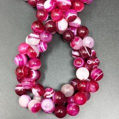 Agata Brasiliana Fucsia Striata Perline Forma Tondo Liscio 10mm