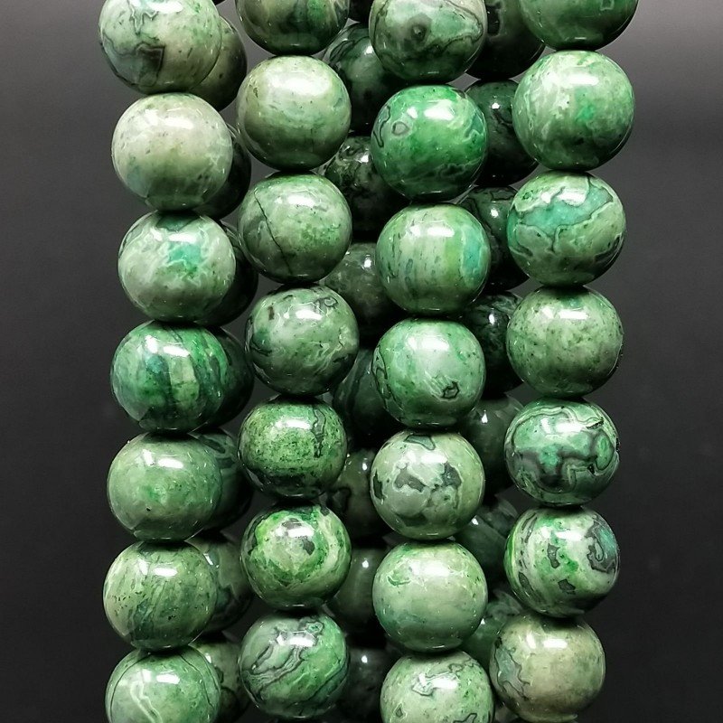 Diaspro Verde Perline Forma Tondo Liscio 10mm