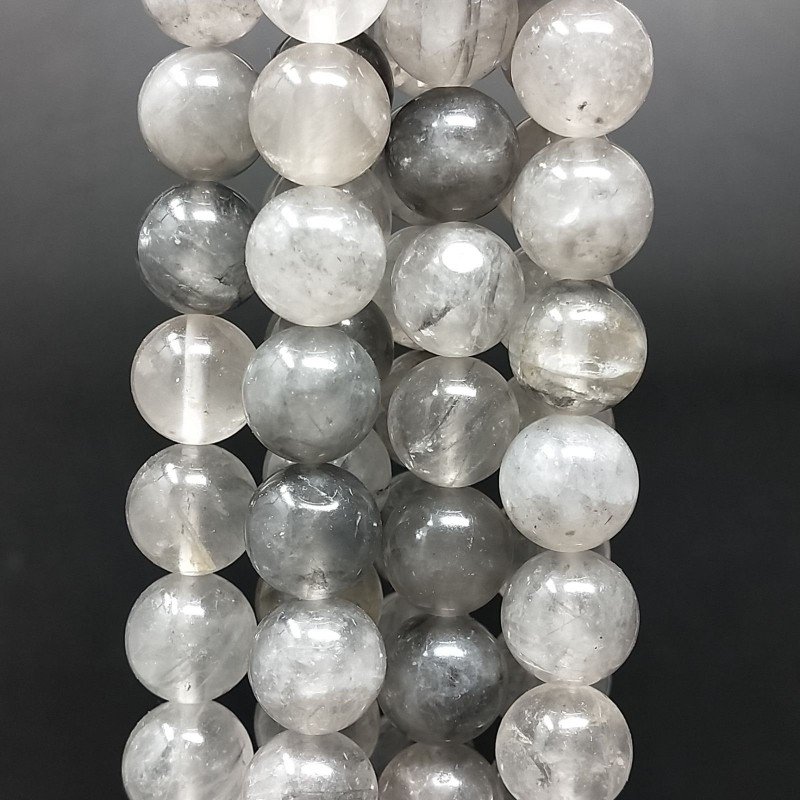 Quarzo Grigio Perline Forma Tondo Liscio 10mm