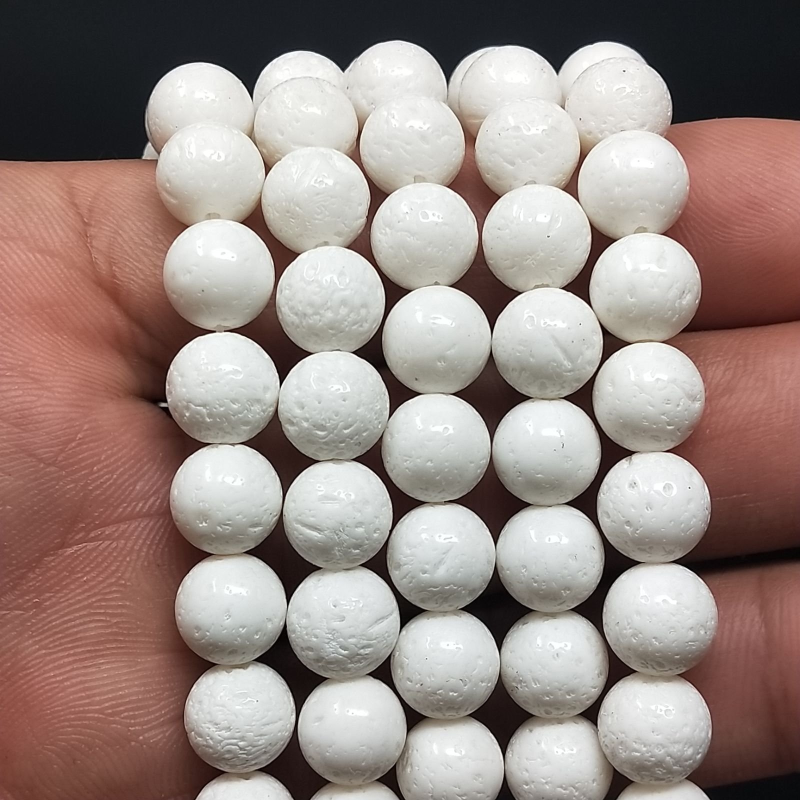 Corallo Bamboo Spugna Bianco Perline Forma Tondo Liscio 10mm