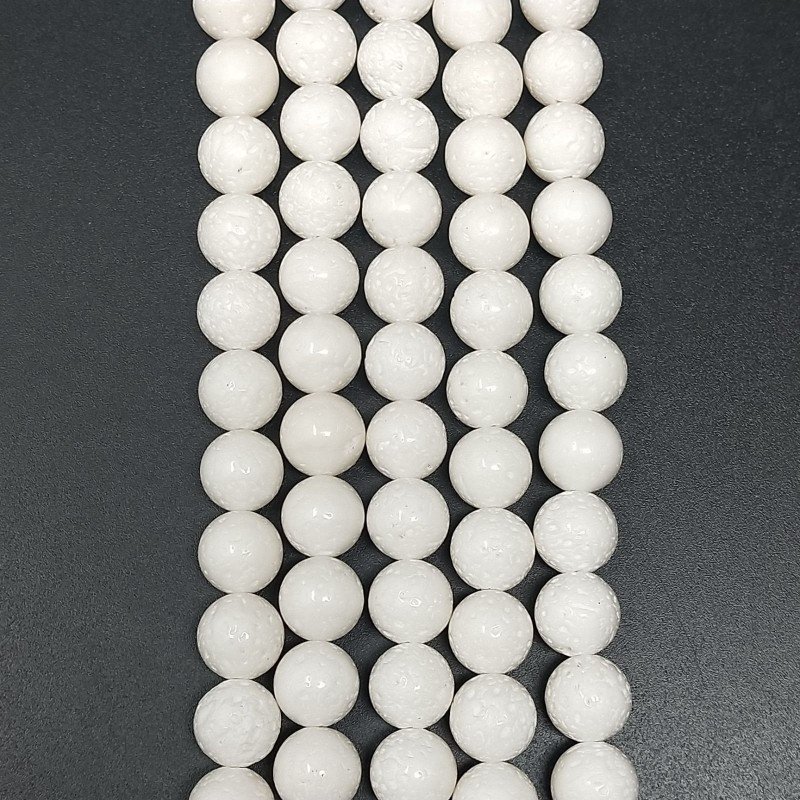 Corallo Bamboo Spugna Bianco Perline Forma Tondo Liscio 10mm