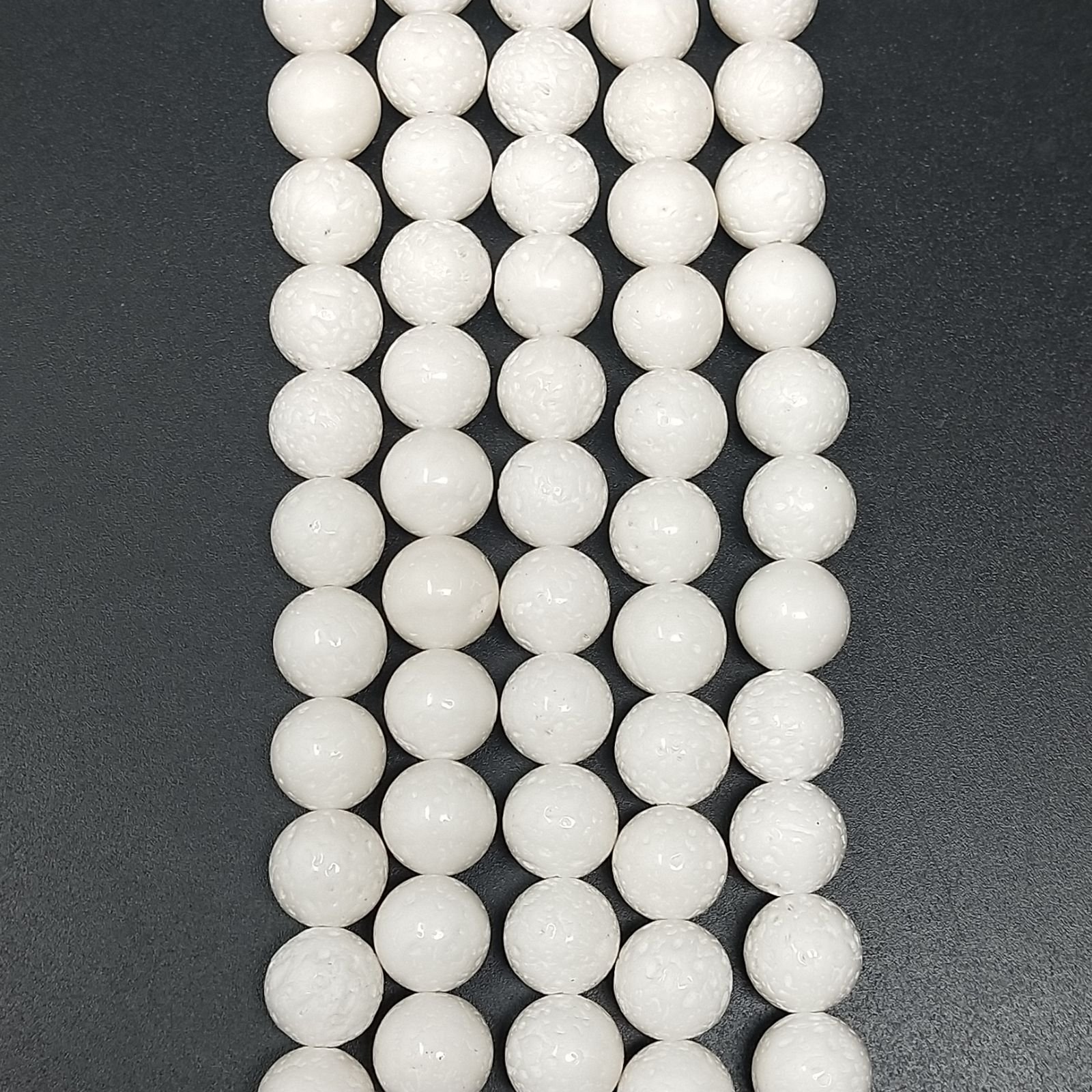 Corallo Bamboo Spugna Bianco Perline Forma Tondo Liscio 10mm