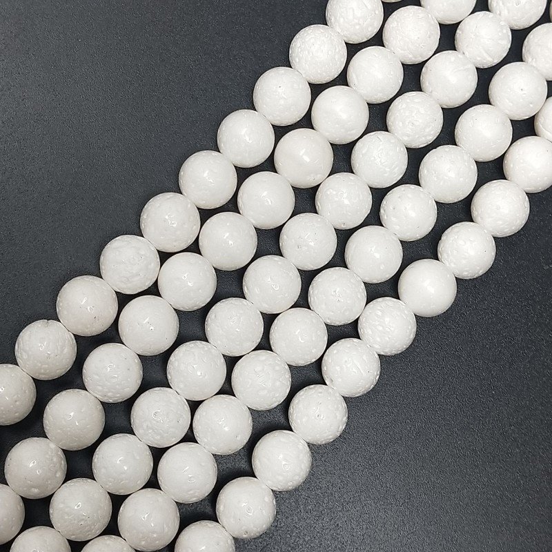 Corallo Bamboo Spugna Bianco Perline Forma Tondo Liscio 10mm
