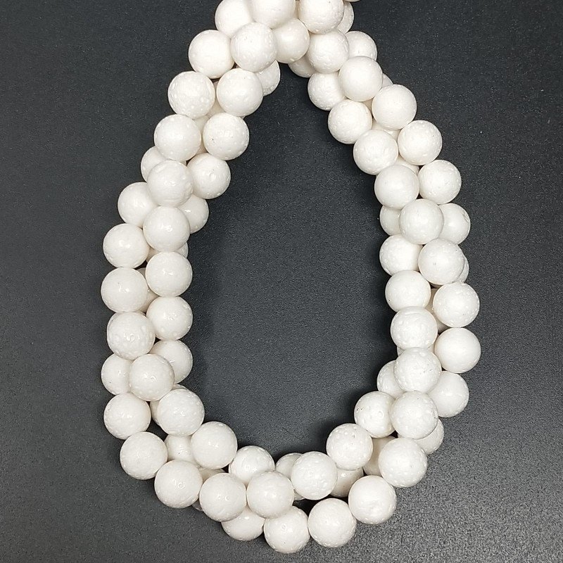 Corallo Bamboo Spugna Bianco Perline Forma Tondo Liscio 10mm