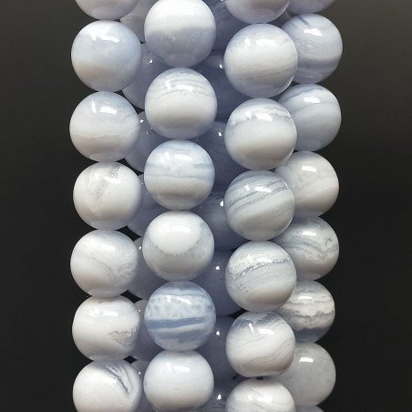 Calcedonio Azzurro Perline Forma Tondo Liscio 10mm AA