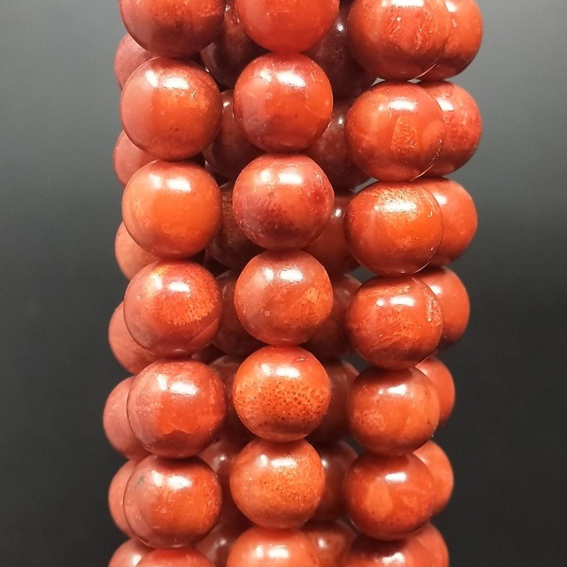 Corallo Madrepora Perline Forma Tondo Liscio 10mm